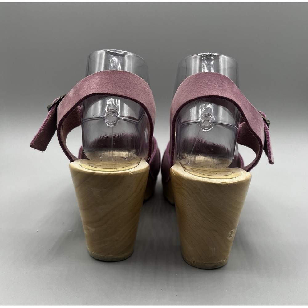 No.6 Coco Blush Mauve Suede Leather  Wooden Heel Clog Buckle Sandals  Size 38/8 - Picture 5 of 12